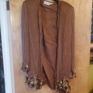 RINA Z Brown Beaded Jacket Medium